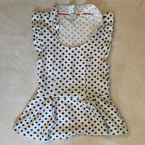 Anthropologie 9-H15 STCL Peplum Polka Dot Top